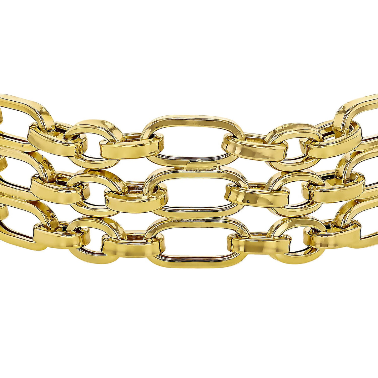 9K Yellow Gold 3 Strand Figaro Bracelet 8 Inch 7193413 1
