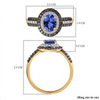 9K Yellow Gold AA Tanzanite, Champagne Diamond & White Diamond Ring 1.83 Ct