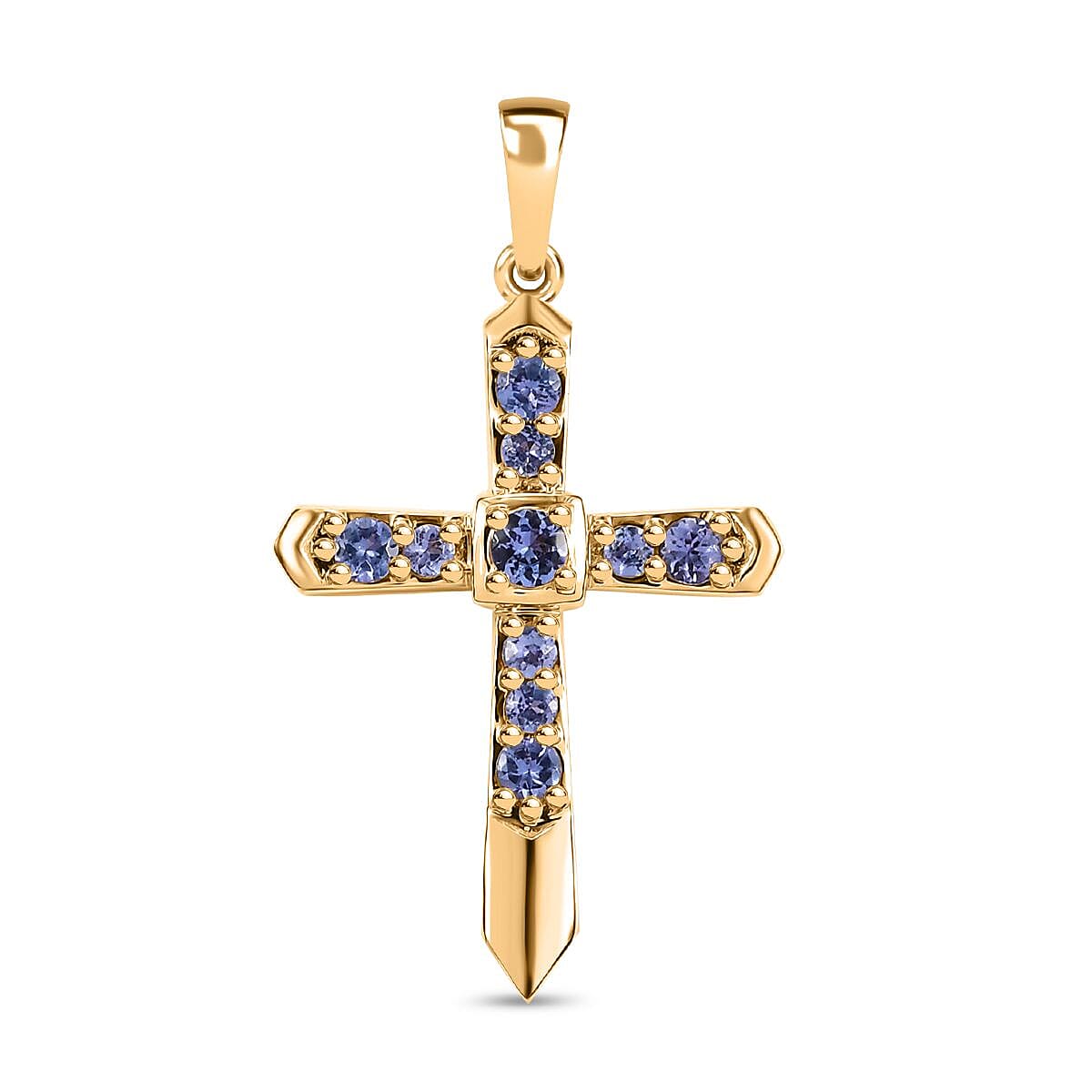 9K Yellow Gold Tanzanite Cross Pendant 0.60 Ct. 7986169 0