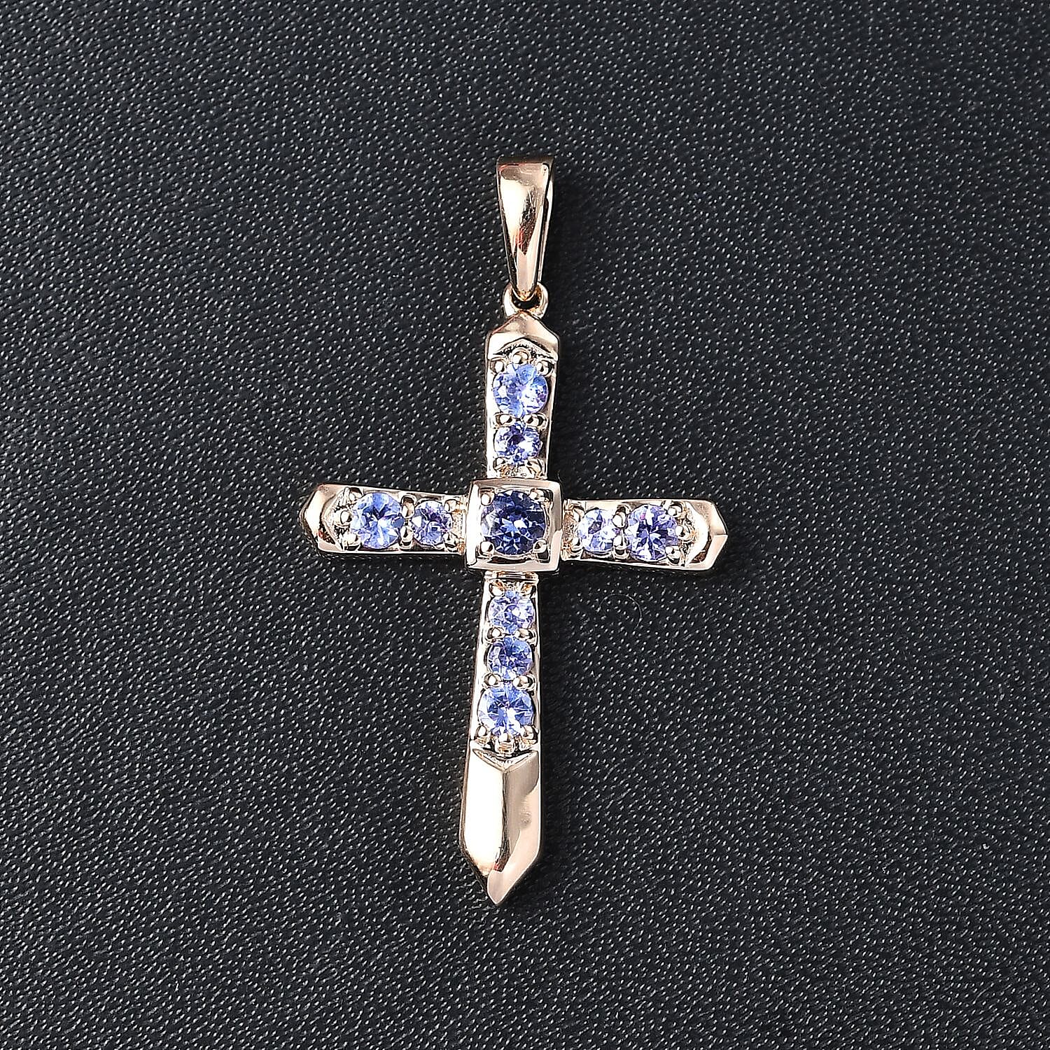 9K Yellow Gold Tanzanite Cross Pendant 0.60 Ct. 7986169 2