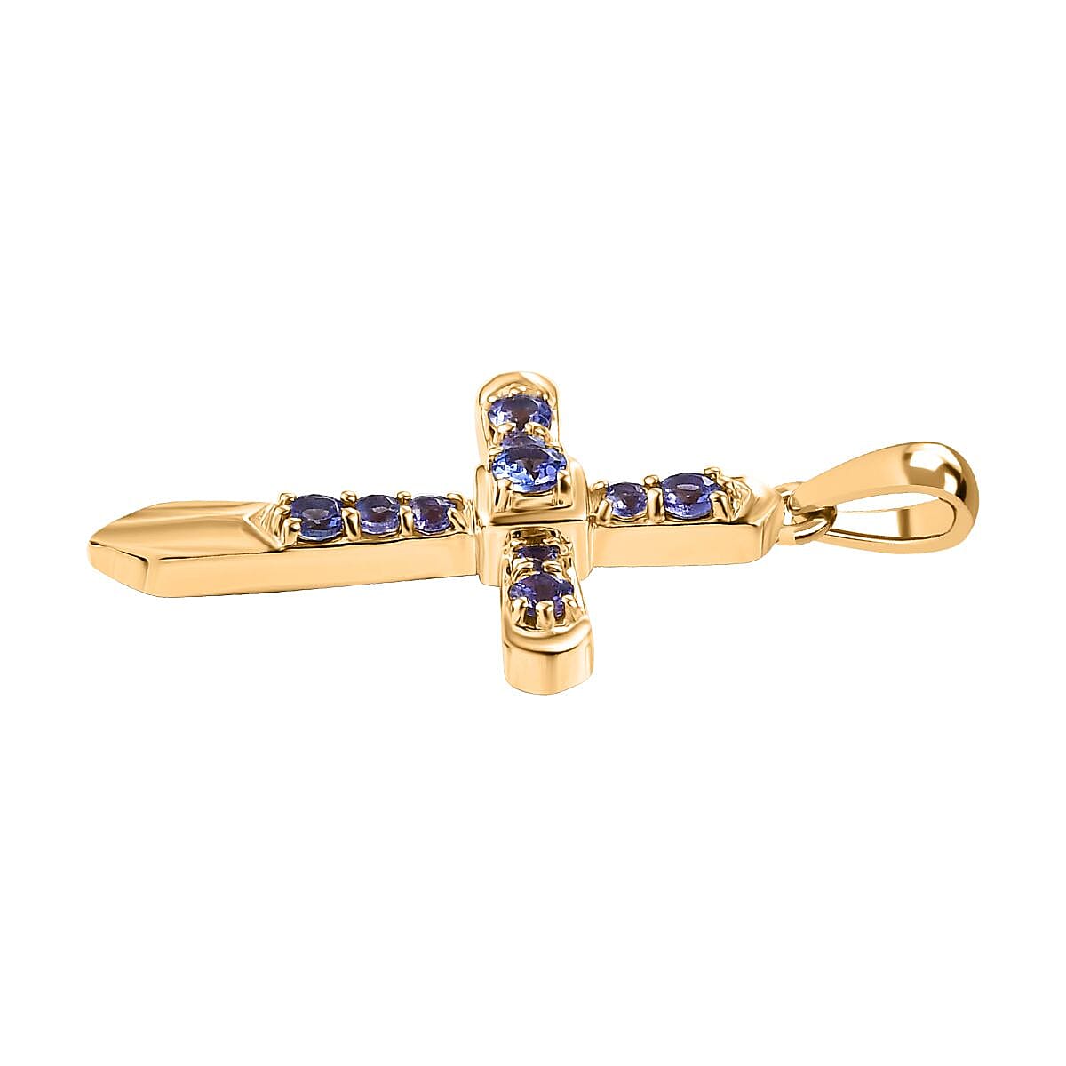 9K Yellow Gold Tanzanite Cross Pendant 0.60 Ct. 7986169 4