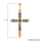 9K Yellow Gold Tanzanite Cross Pendant 0.60 Ct.