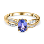 9K Yellow Gold Tanzanite & Diamond Ring 0.90 Ct.(Two Size up-down).