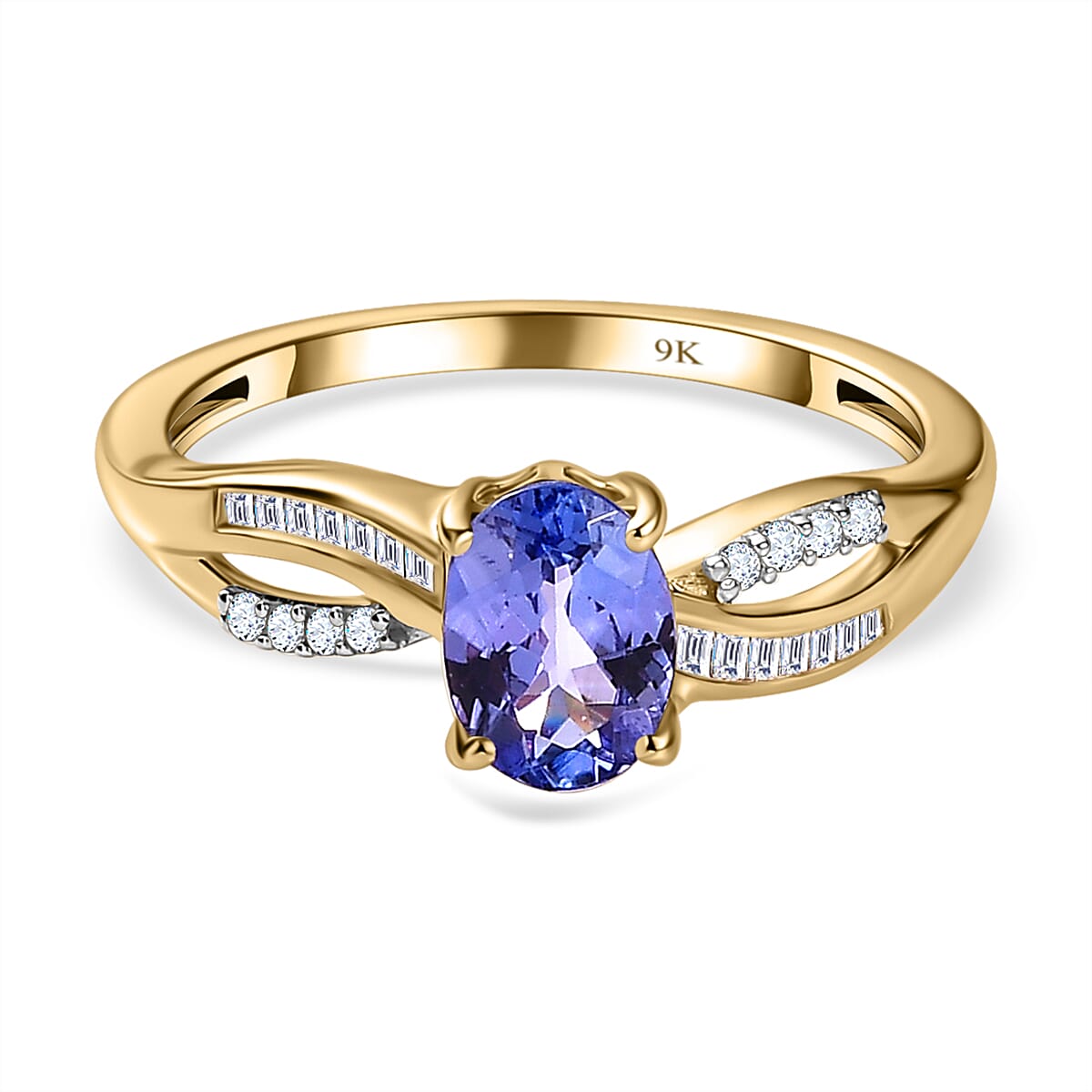 9K Yellow Gold Tanzanite &amp; Diamond Ring 0.90 Ct.(Two Size up-down). 7614838 0