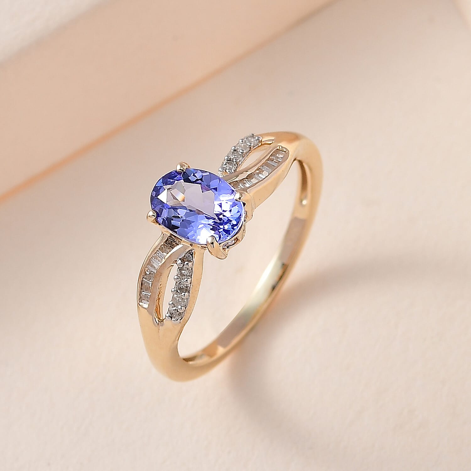 9K Yellow Gold Tanzanite &amp; Diamond Ring 0.90 Ct.(Two Size up-down). 7614838 1