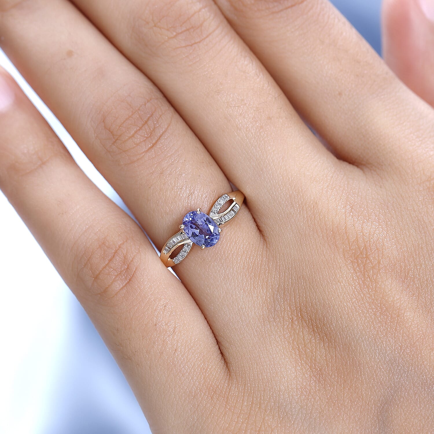 9K Yellow Gold Tanzanite &amp; Diamond Ring 0.90 Ct.(Two Size up-down). 7614838 2