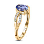 9K Yellow Gold Tanzanite & Diamond Ring 0.90 Ct.(Two Size up-down).