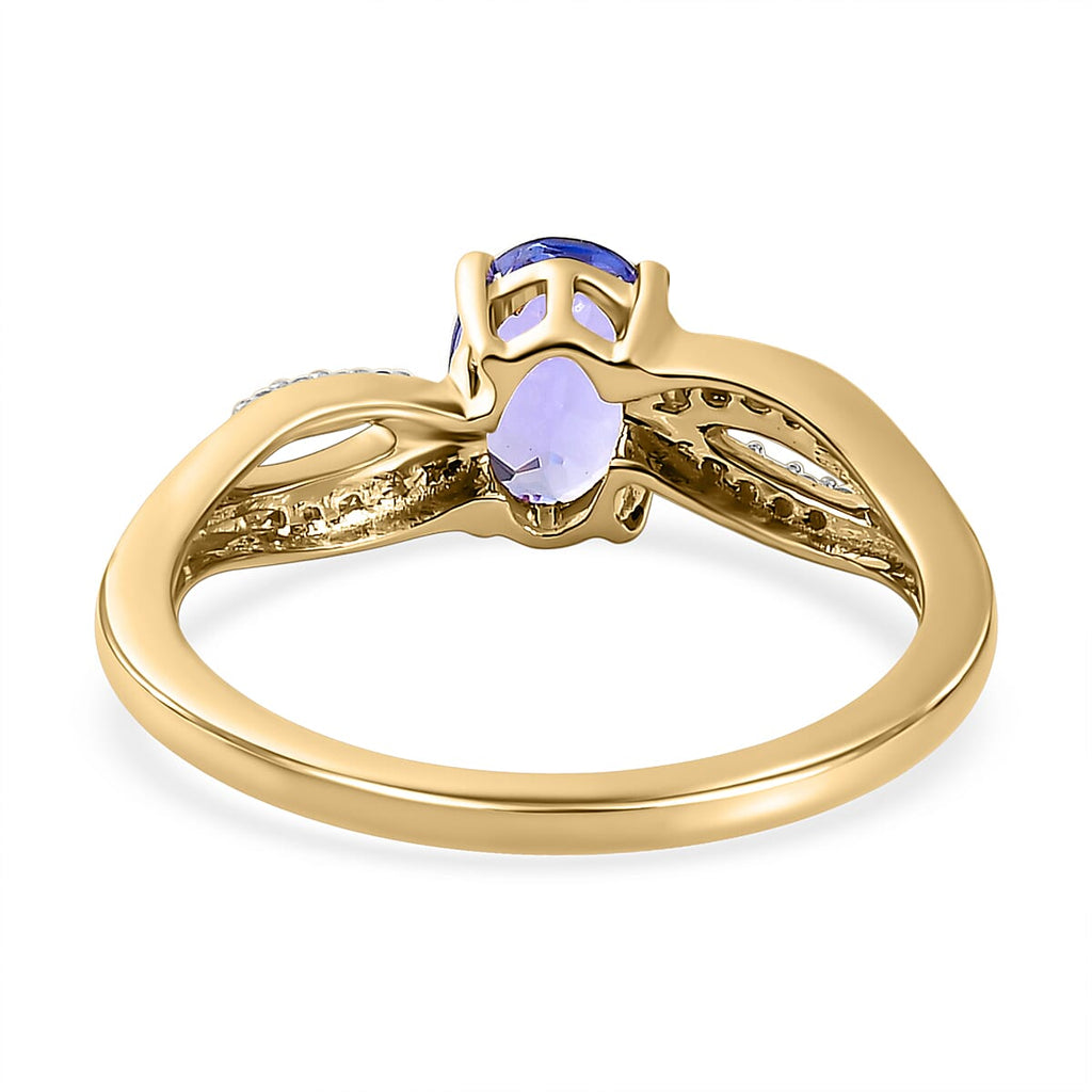 9K Yellow Gold Tanzanite & Diamond Ring 0.90 Ct.(Two Size up-down).