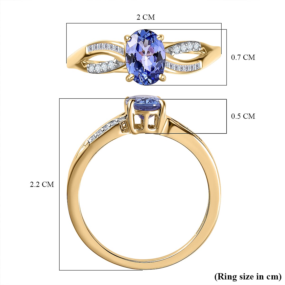 9K Yellow Gold Tanzanite &amp; Diamond Ring 0.90 Ct.(Two Size up-down). 7614838 5