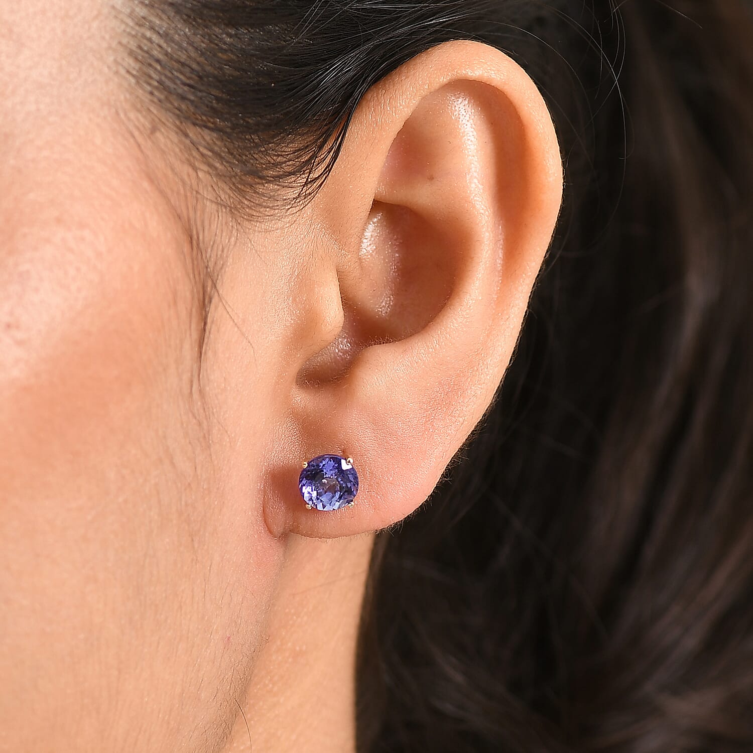 9K Yellow Gold Tanzanite Solitaire Earring with Push Back 3.00 Ct. 8497590 2
