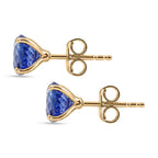 One Time Deal- 9K Yellow Gold Tanzanite (Round) Solitaire Stud Push Post Earring 2.89  Ct.