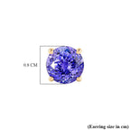 One Time Deal- 9K Yellow Gold Tanzanite (Round) Solitaire Stud Push Post Earring 2.89  Ct.