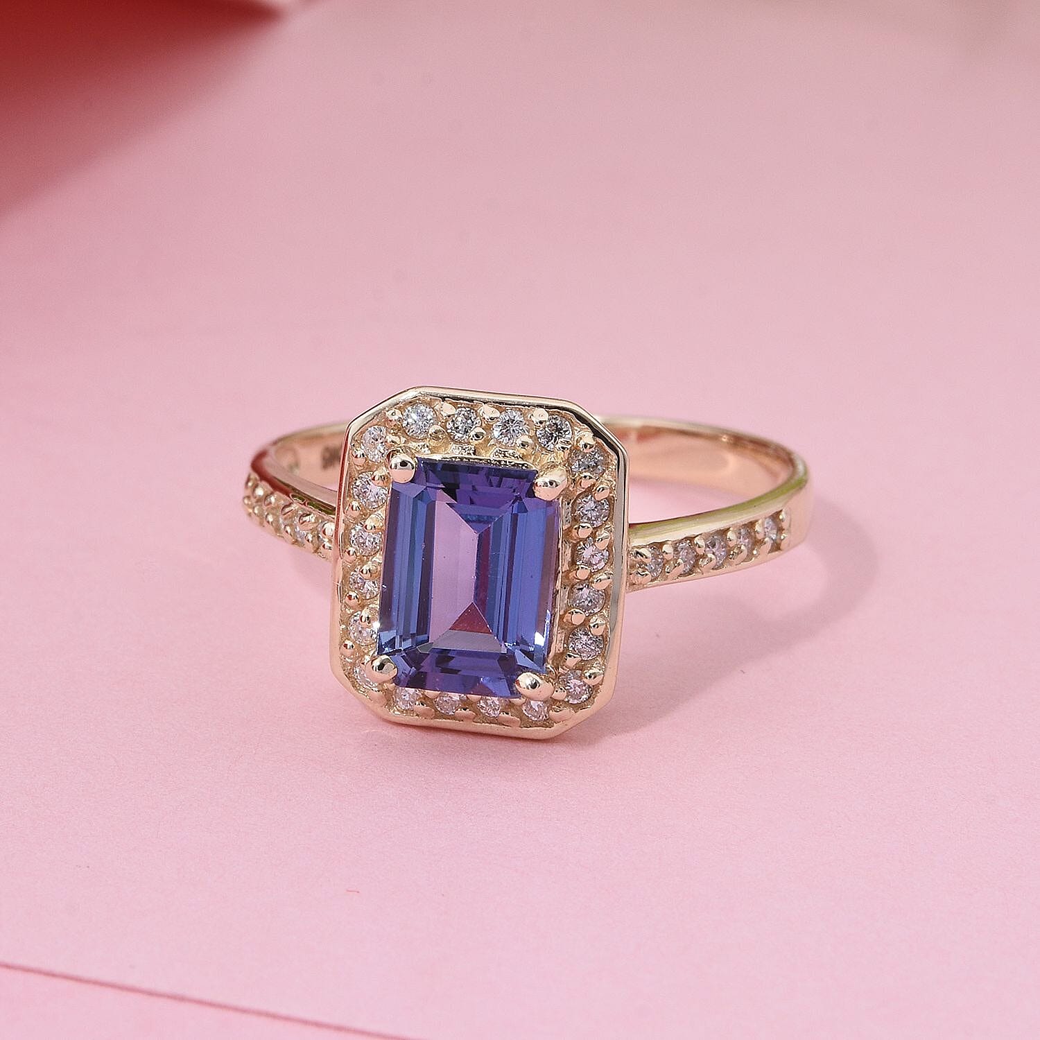 LUXURIANT 9K Yellow Gold AAA Tanzanite and Lab Grown Diamond Ring 1.54 Ct. 8023225 1