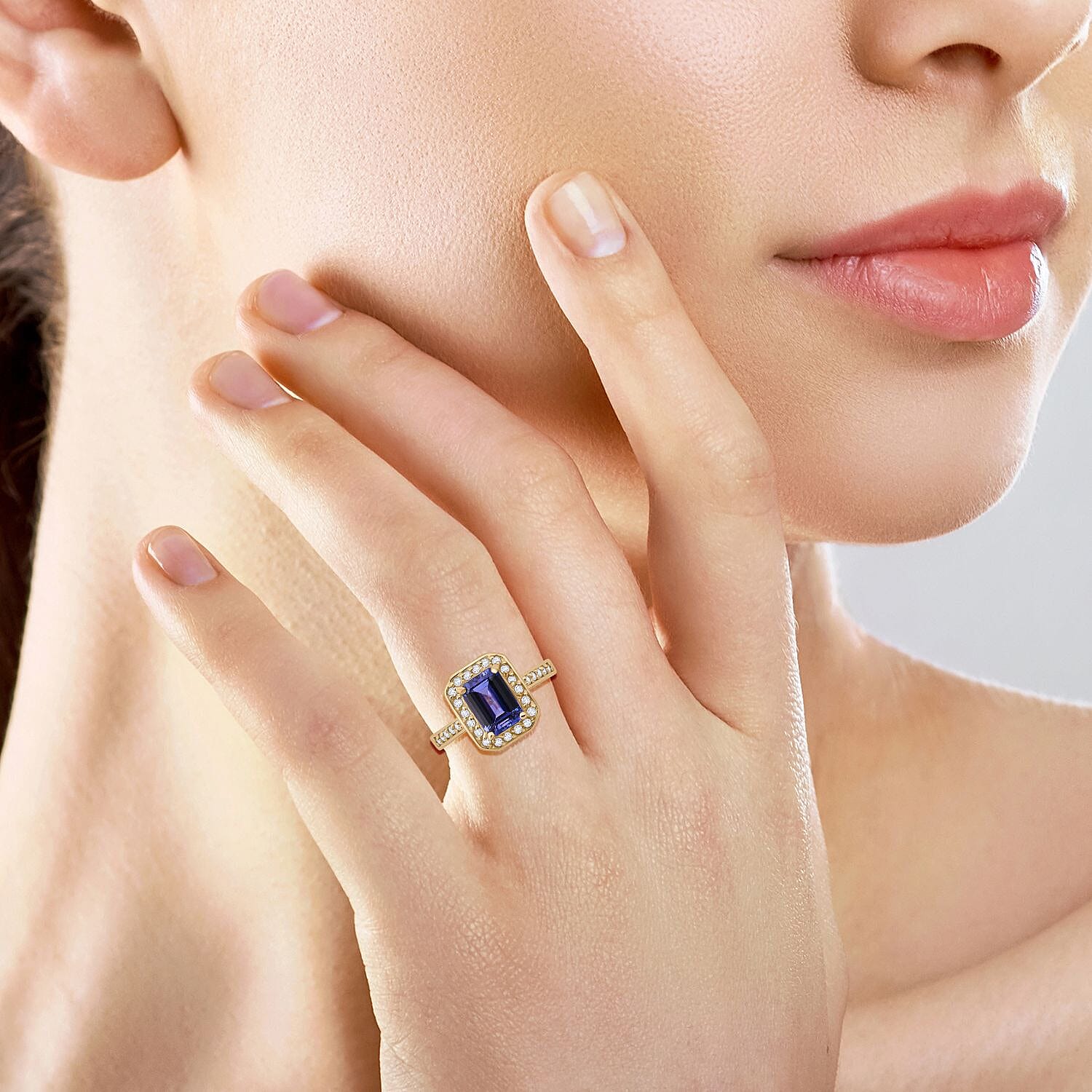 LUXURIANT 9K Yellow Gold AAA Tanzanite and Lab Grown Diamond Ring 1.54 Ct. 8023225 2