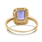9K Yellow Gold AAA Tanzanite & Lab Grown Diamond Ring 1.54 Ct.
