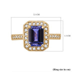 9K Yellow Gold AAA Tanzanite & Lab Grown Diamond Ring 1.54 Ct.