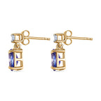 9K Yellow Gold Tanzanite & Moissanite Earrings 1.50 Ct