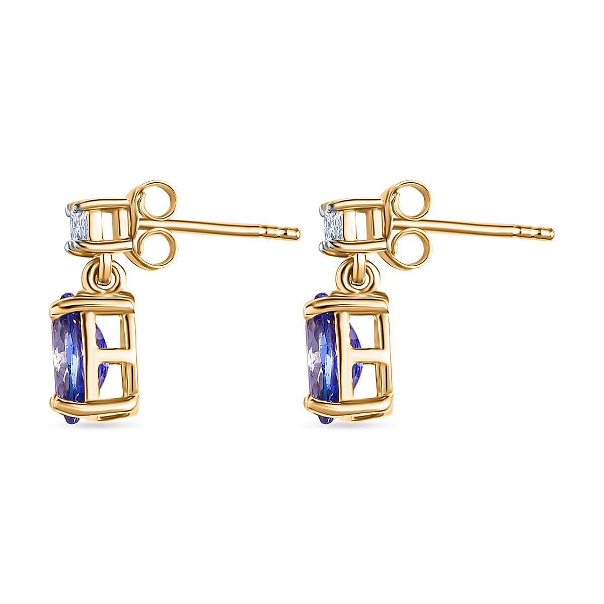 9K Yellow Gold Tanzanite and Moissanite Drop Earrings 1.50 Ct 7598745 3