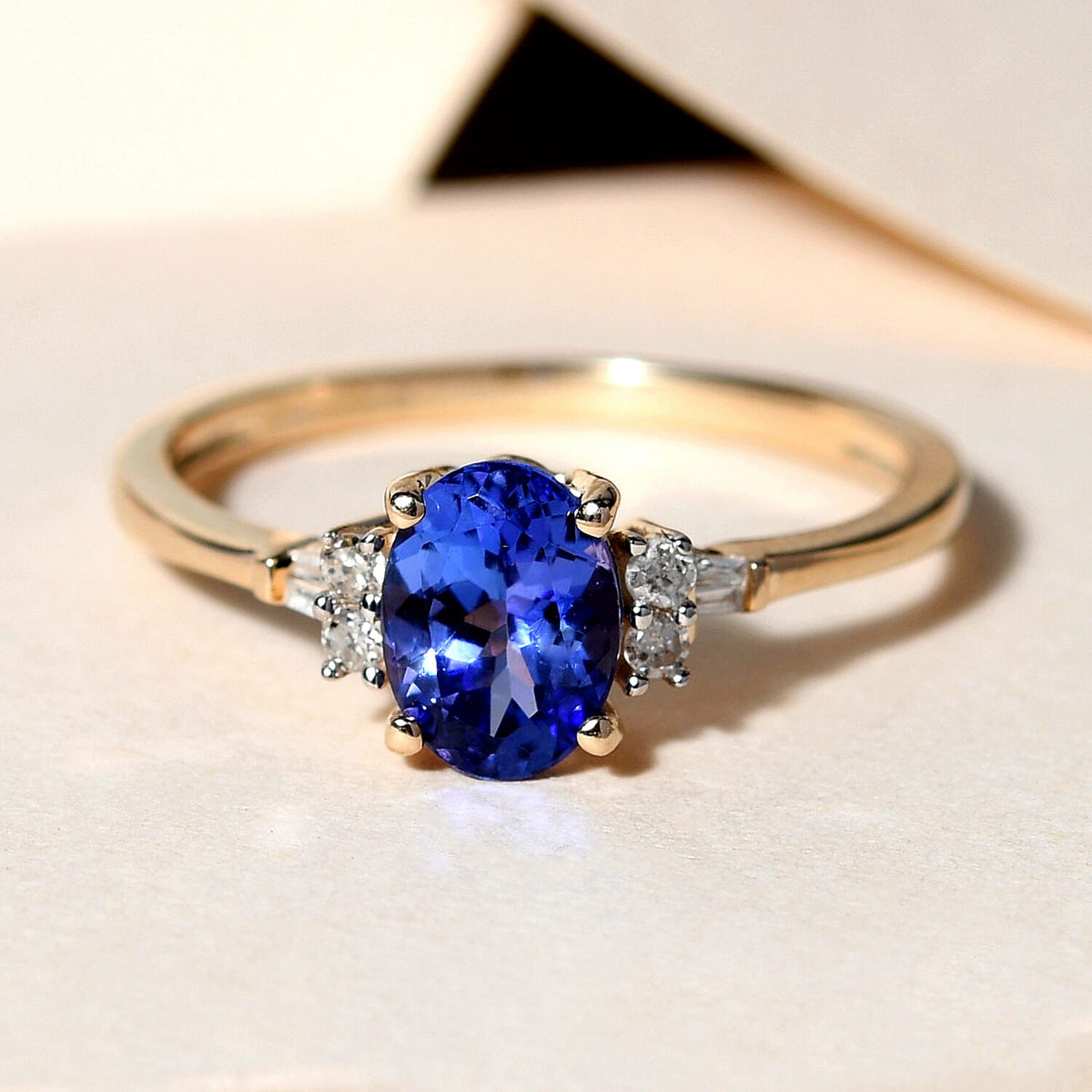 9K Yellow Gold Tanzanite Ring with Diamond 1.14 Ct. 8834051 2