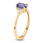 9K Yellow Gold Premium Tanzanite and Diamond Ring 1.14 Ct.