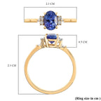 9K Yellow Gold Premium Tanzanite and Diamond Ring 1.14 Ct.