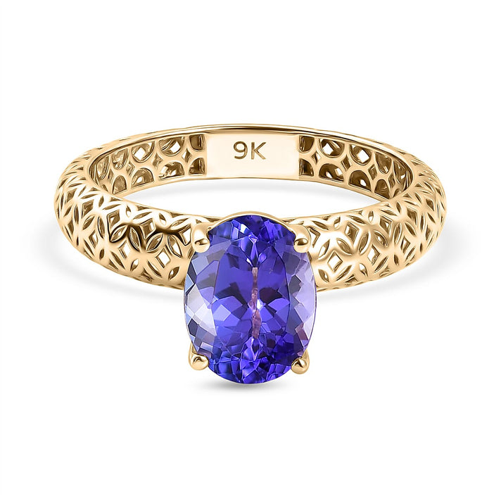 The Legacy Collection - 9K Yellow Gold AAA Tanzanite Solitaire Handmade Mirage Oval Ring 2.00 Ct. 8499759 1