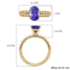 The Legacy Collection - 9K Yellow Gold AAA Tanzanite Solitaire Handmade Mirage Oval Ring 2.00 Ct.