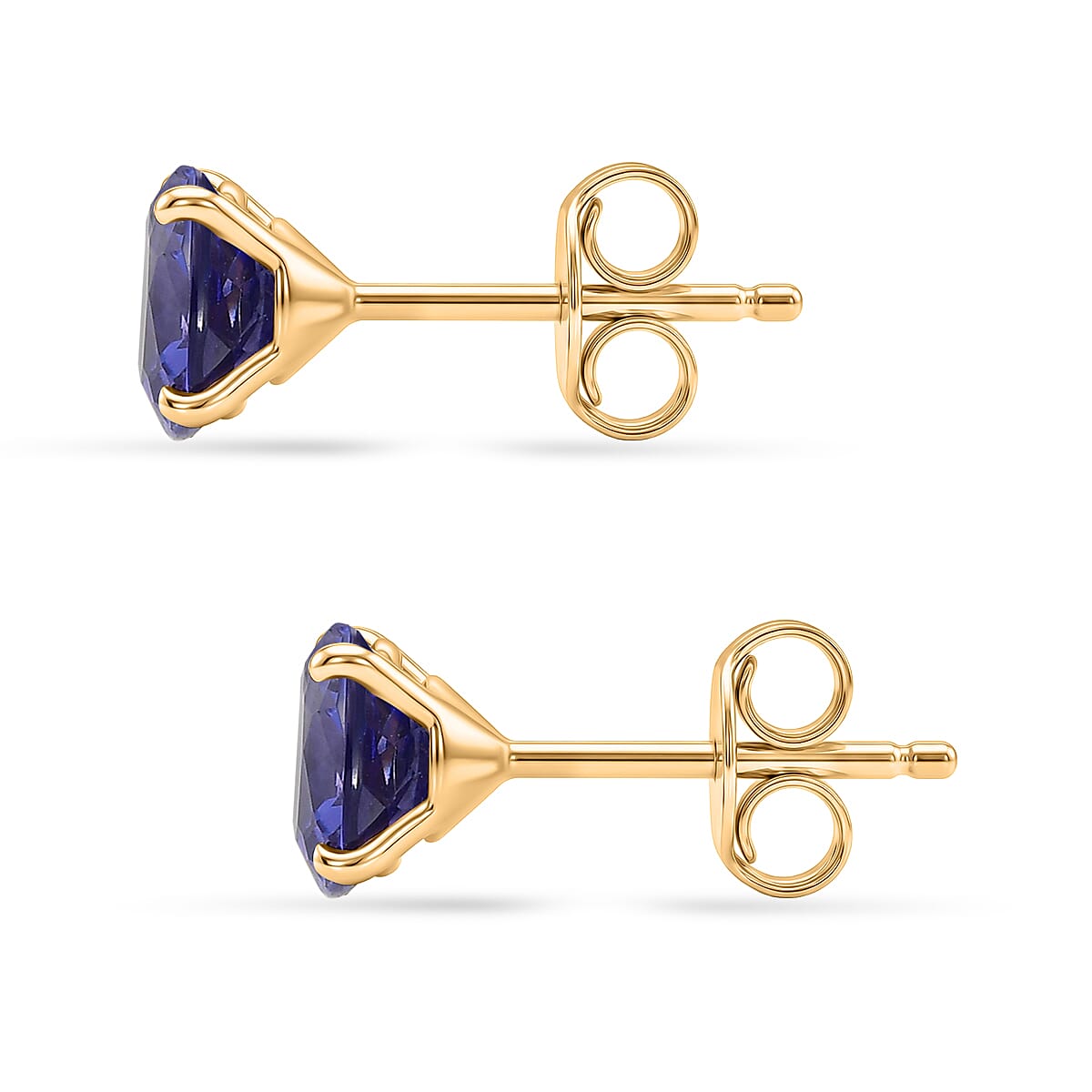 One Time Deal- 9K Yellow Gold Tanzanite (Cushion) Solitaire Stud Push Post Earring 2.60 Ct. 8516256 4