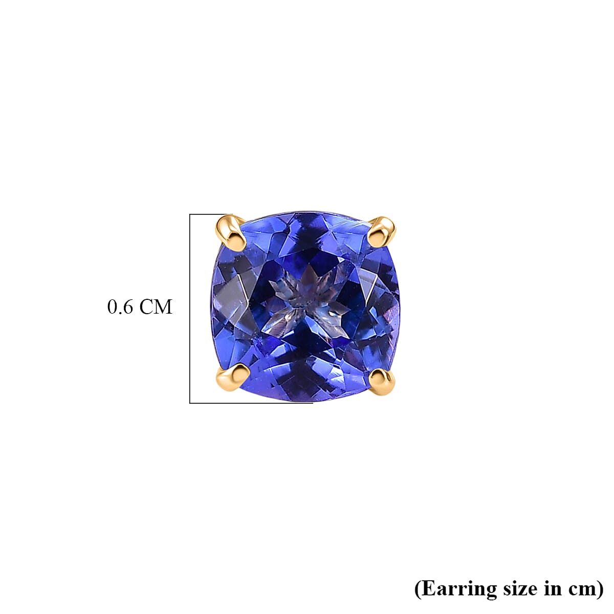 One Time Deal- 9K Yellow Gold Tanzanite (Cushion) Solitaire Stud Push Post Earring 2.60 Ct. 8516256 5