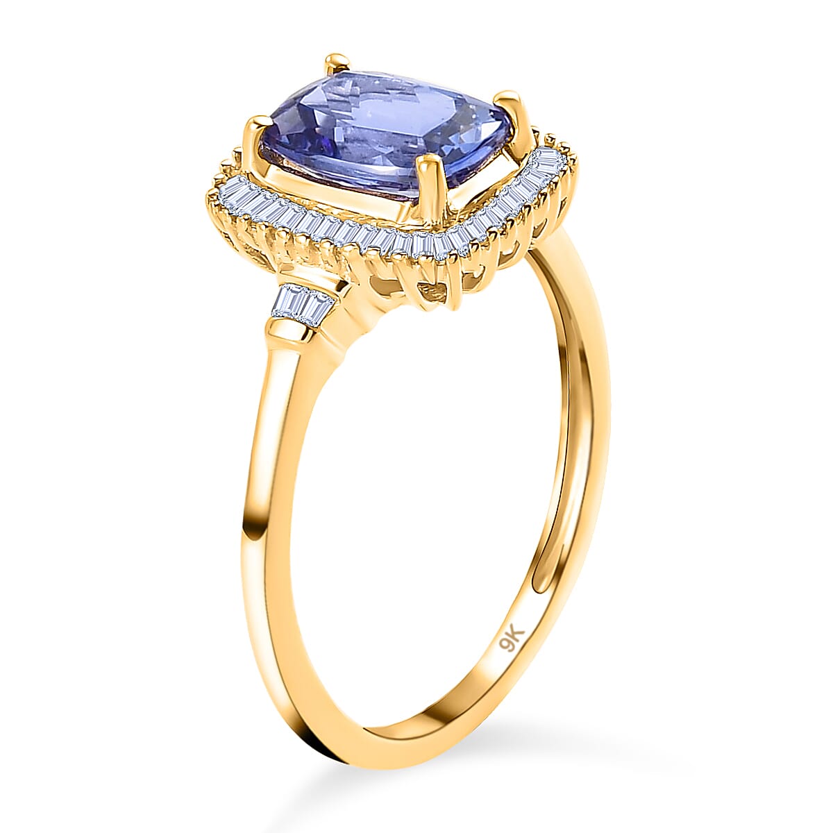 9K Yellow Gold Tanzanite and Diamond Halo Ring 1.49 Ct. 8851256 4