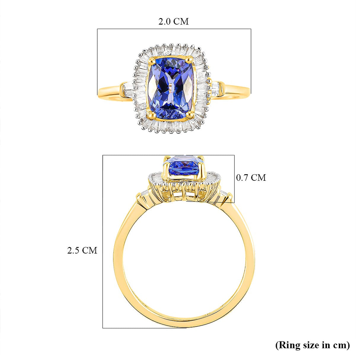 9K Yellow Gold Tanzanite and Diamond Halo Ring 1.49 Ct. 8851256 6