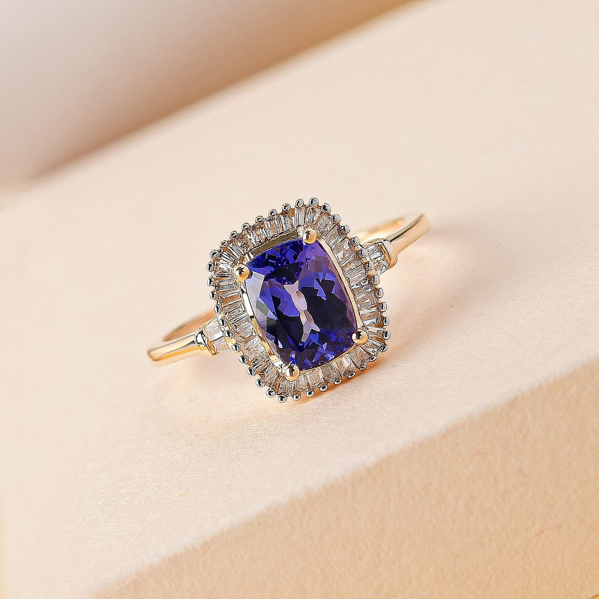 9K Yellow Gold Tanzanite and Diamond Halo Ring 1.49 Ct. 8851256 8