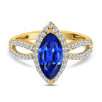 9K Yellow Gold Tanzanite and Diamond Ring 2.13 Ct.