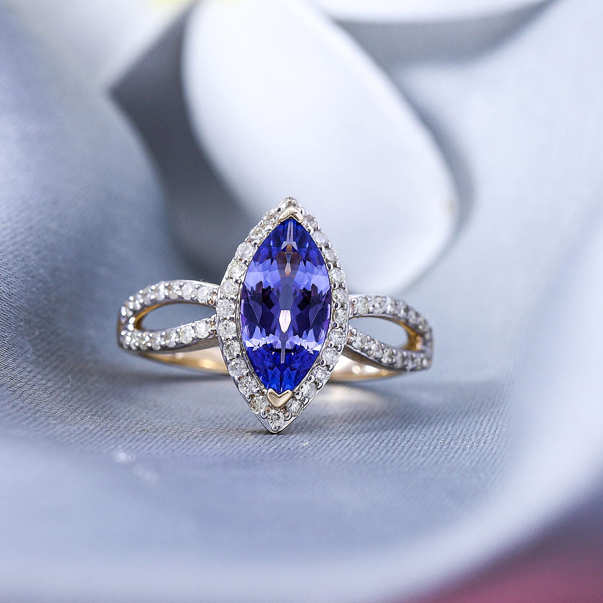 9K Yellow Gold AA Tanzanite and Diamond Ring 2.13 Ct. 6841052 2