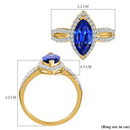 9K Yellow Gold Tanzanite and Diamond Ring 2.13 Ct.
