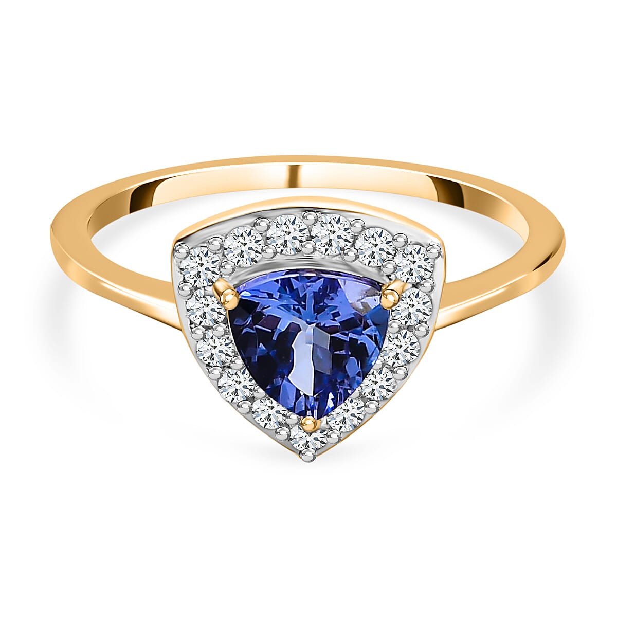 9K Yellow Gold Tanzanite and Moissanite Ring 7557803 0