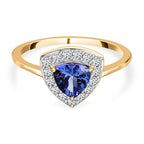 9K Yellow Gold Tanzanite and Moissanite Ring