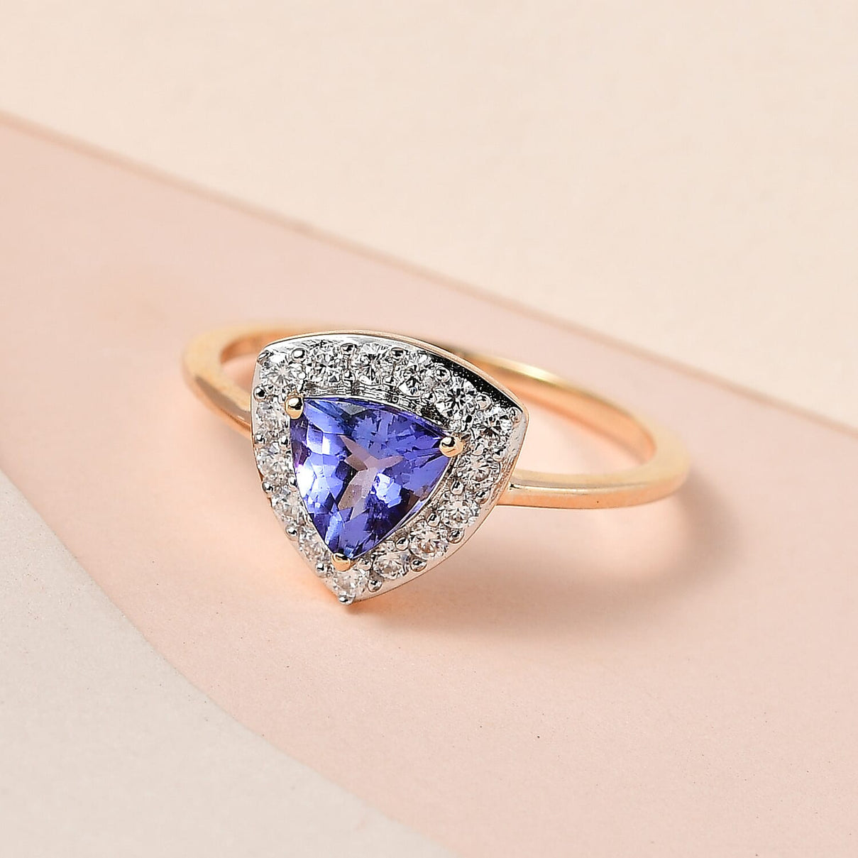 9K Yellow Gold Tanzanite and Moissanite Ring 7557803 1