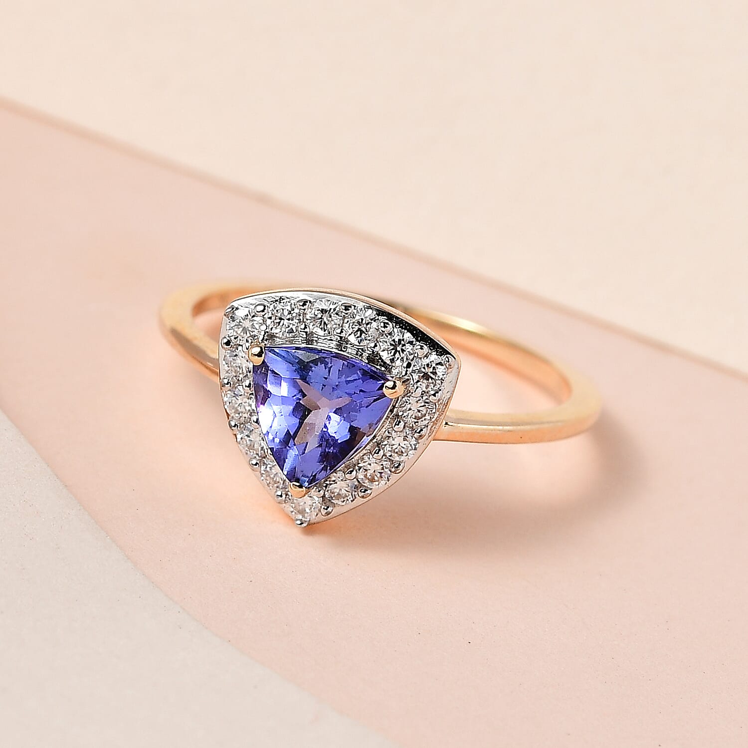 9K Yellow Gold Tanzanite and Moissanite Ring 7557803 1