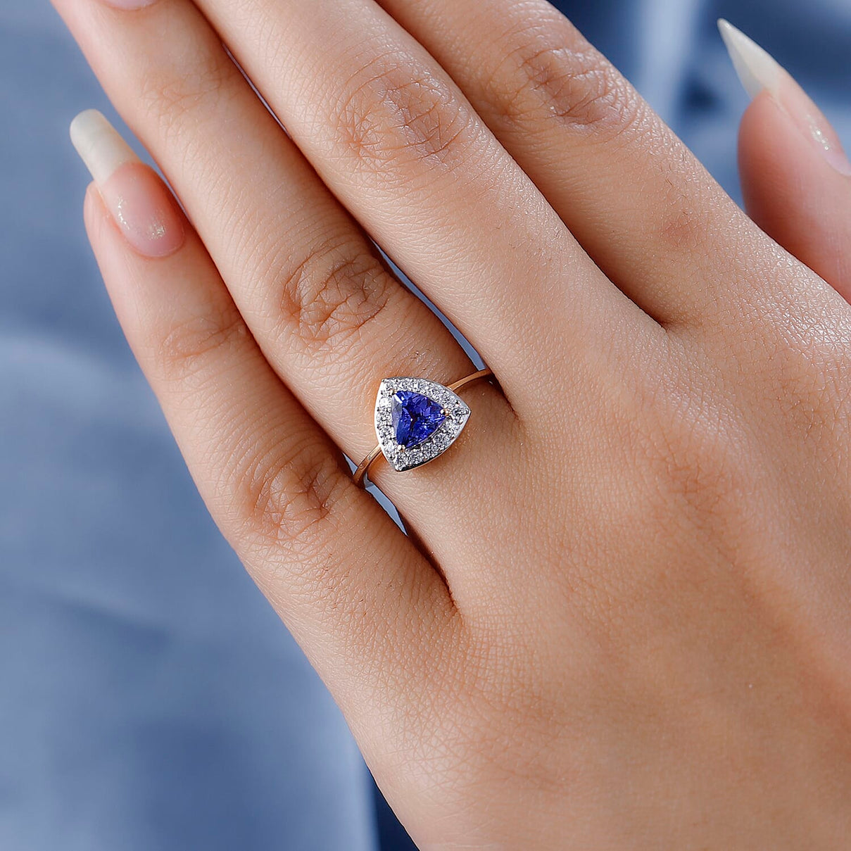 9K Yellow Gold Tanzanite and Moissanite Ring 7557803 2