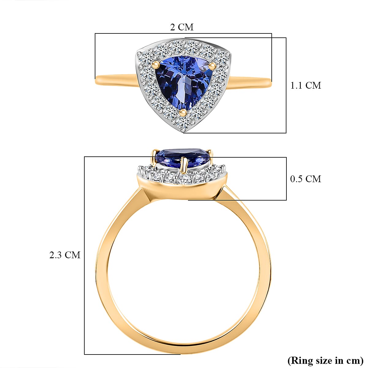 9K Yellow Gold Tanzanite and Moissanite Ring 7557803 5