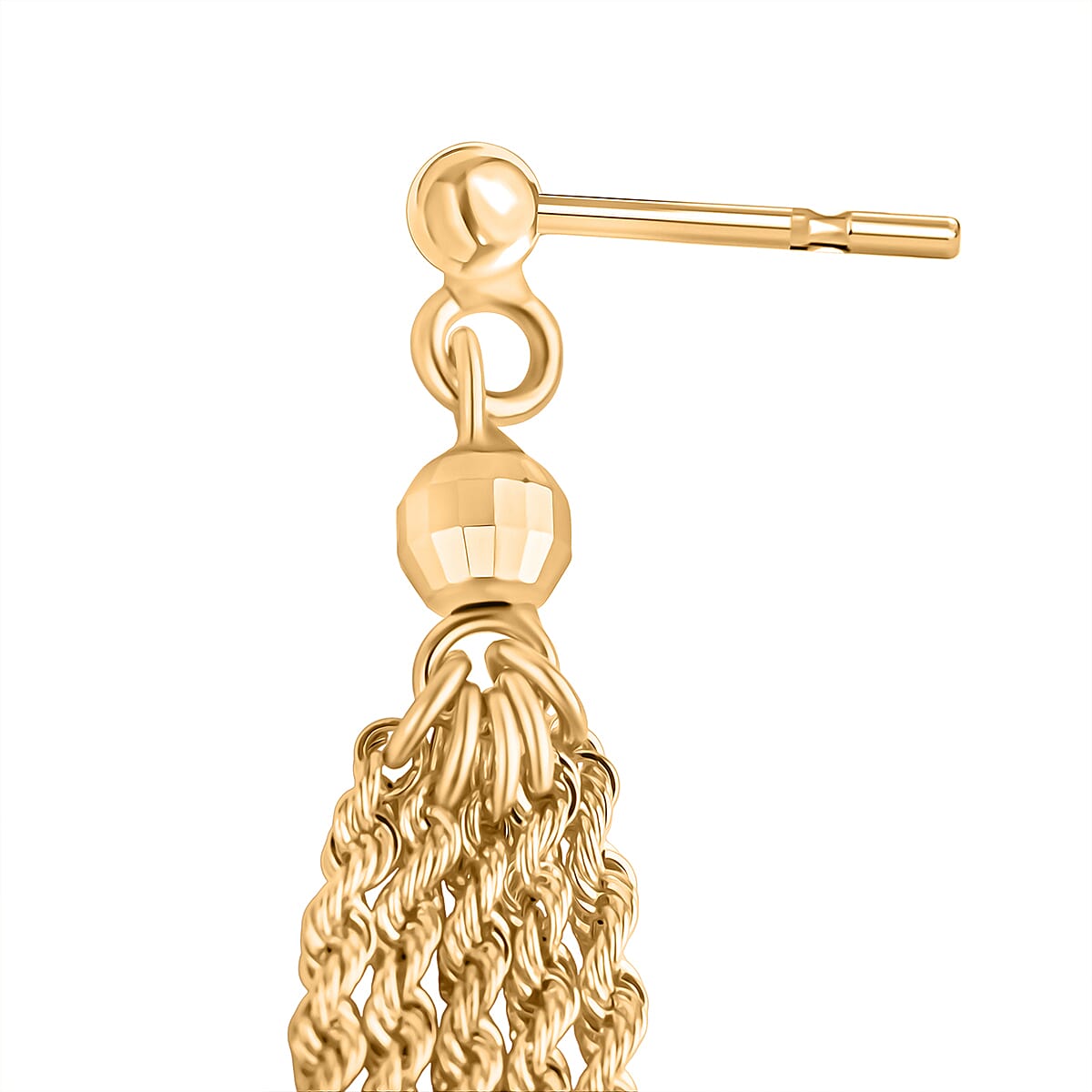 9K Yellow Gold Tassel Earrings with Push Back Setting 8100306 2