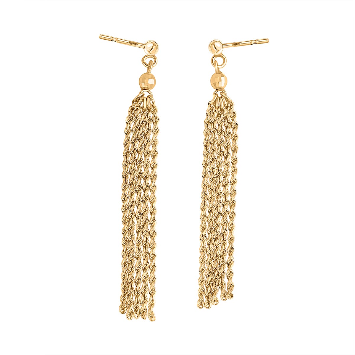 9K Yellow Gold Tassel Earrings with Push Back Setting 8100306 4