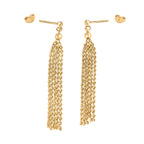 Maestro Collection - 9K Yellow Gold Tassel Rope Earring with Push Back (Length 62.20mm).