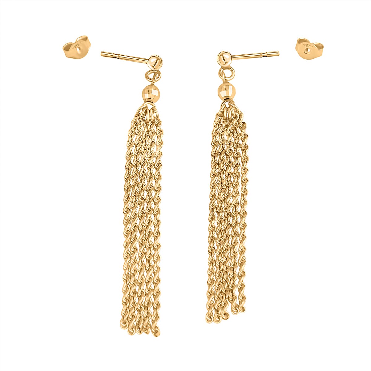 9K Yellow Gold Tassel Earrings with Push Back Setting 8100306 5