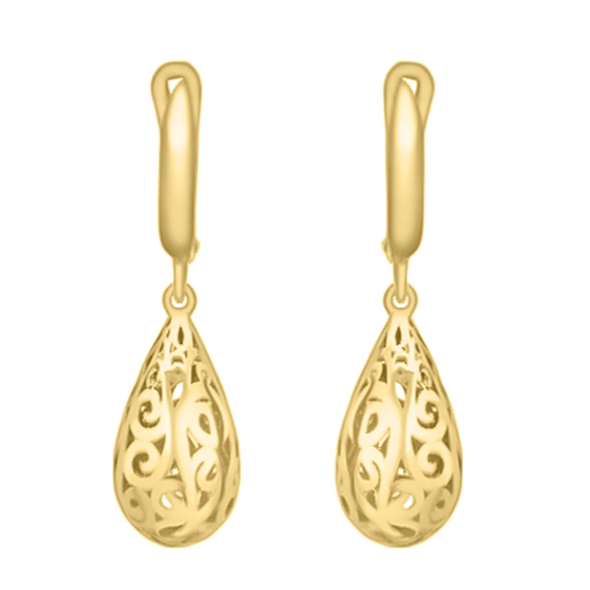 Italian Closeout Deal - First Time - 9K Yellow Gold Filigree Teardrop Earrings 7746776 0