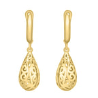 Italian Closeout Deal - First Time - 9K Yellow Gold Filigree Teardrop Earrings