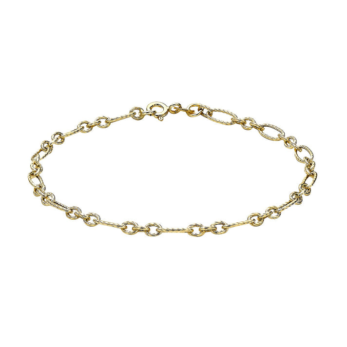 9K Yellow Gold Textured Figaro Bracelet 7.5 Inch 1.4 grams 6093033 1