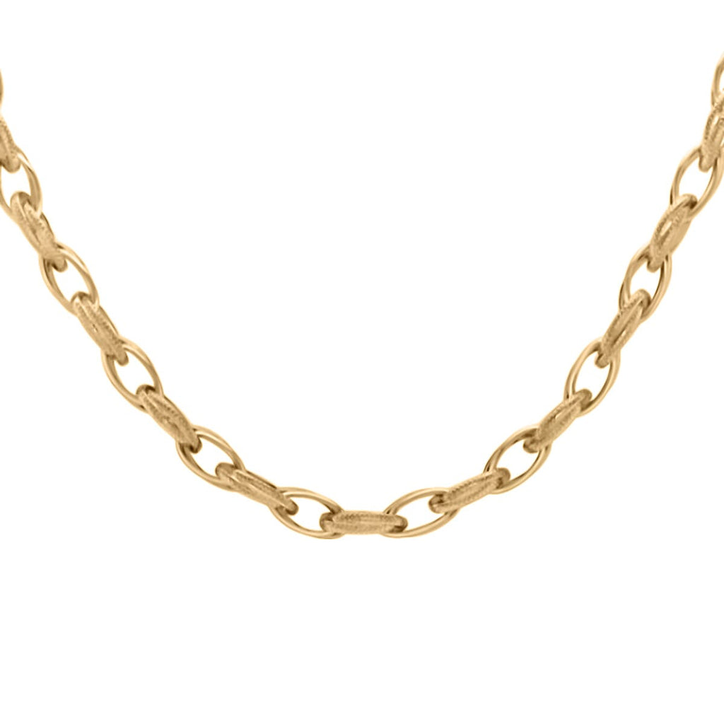 9K Yellow Gold Textured Link Necklace (Size - 18), Gold Wt. 13.5 Gms