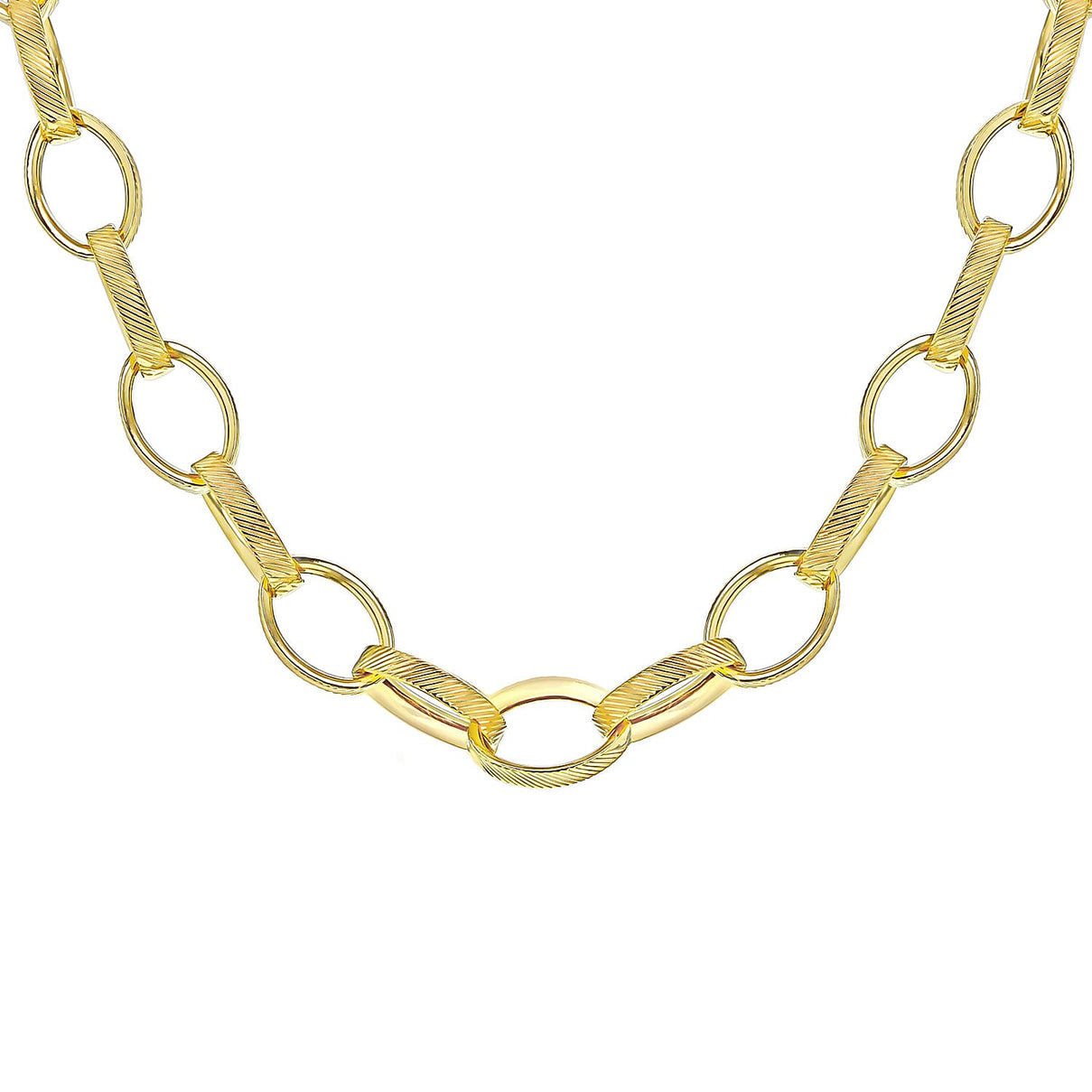 9K Yellow Gold Textured Oval Belcher Chain 18 Inch 7329909 3